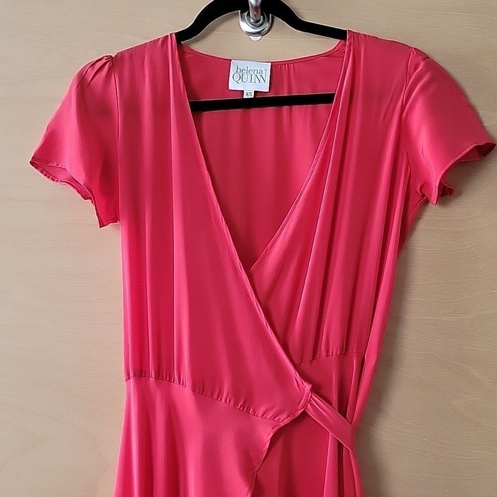 NEW XS Helena Quinn Silk Kate Red Wrap Dress Maxi Long Coquette Flowy Party Gown - Picture 6 of 16